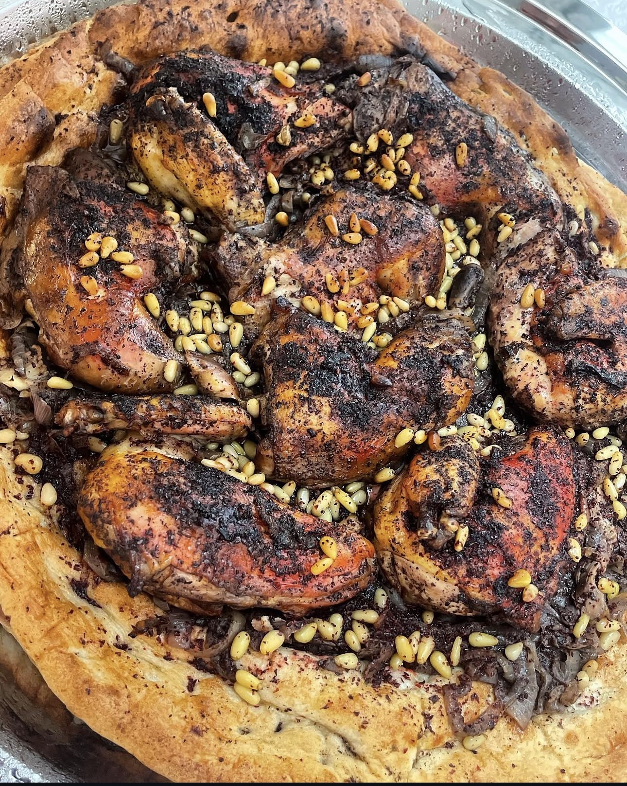 Musakhan chicken with sumac and pine nuts